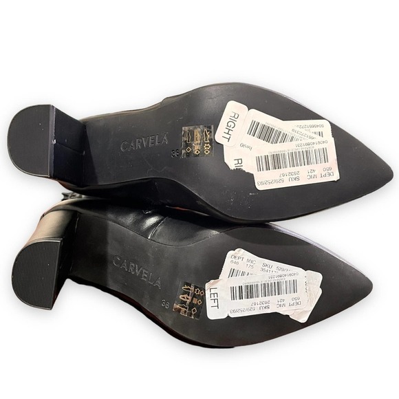 Carvela NWT Over The Knee Back Lace-Up Detail Black Faux Leather Heeled Boots 6 - Picture 15 of 16